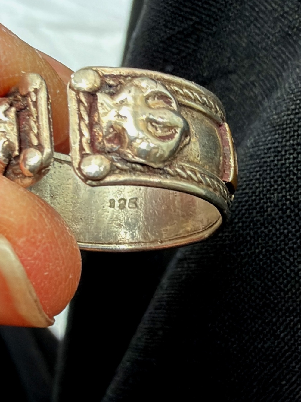 Two-Tone Tibetan Style Brass Silver adjustable Ring - Picture 5 of 6